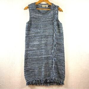 Holding Horses Womens Fringe Sweater Dress Sz XS Blue Cowgirl‎ Boho Western Knit